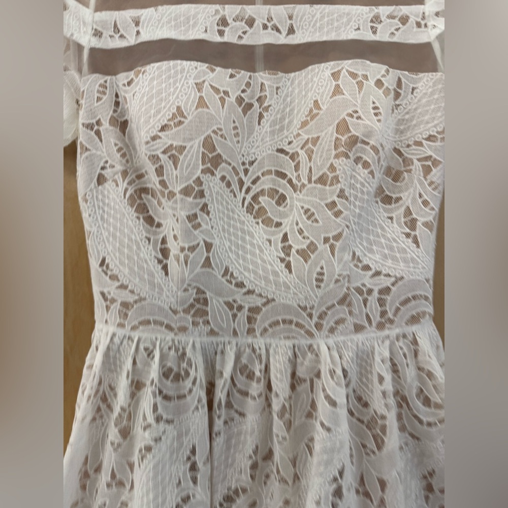 Aqua White Lace Mini Dress - Picture 8 of 15
